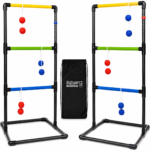 GoSports Ladder Toss Game Set | Indoor & Outdoor Lawn Game with 6 Rubber Bolo Balls & Carry Case