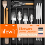 Lifewit Expandable Silverware Drawer Organizer | Adjustable Kitchen Utensil Tray