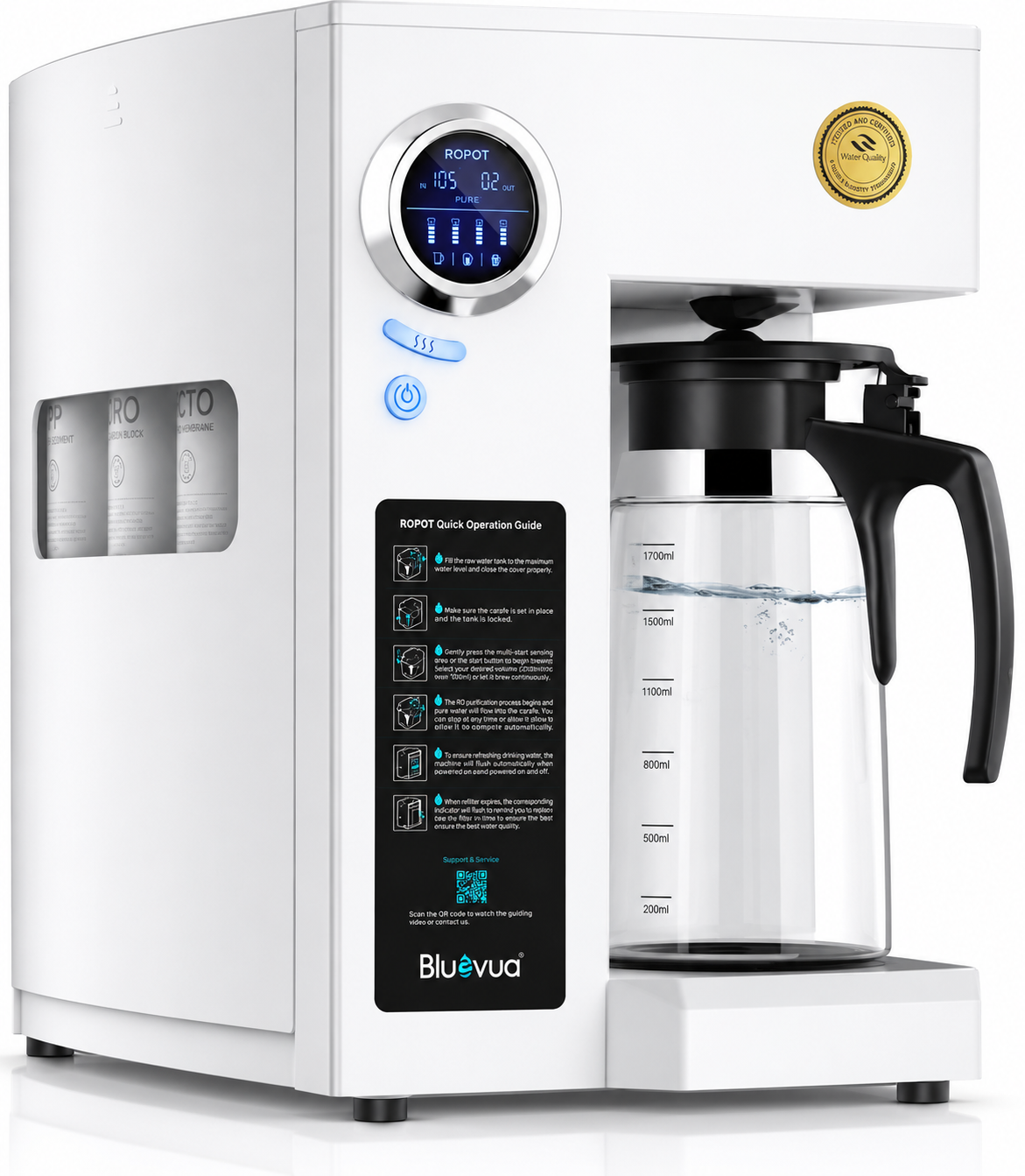 79312f49-222d-40f8-8c1b-1ebf35c99a6e Bluevua RO100ROPOT Countertop Reverse Osmosis Water Filter System | Portable RO Water Purifier - Image 1