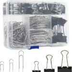 340PCS Binder Clips & Jumbo Paper Clips Set | Assorted Black Office & School Supplies with Storage Container
