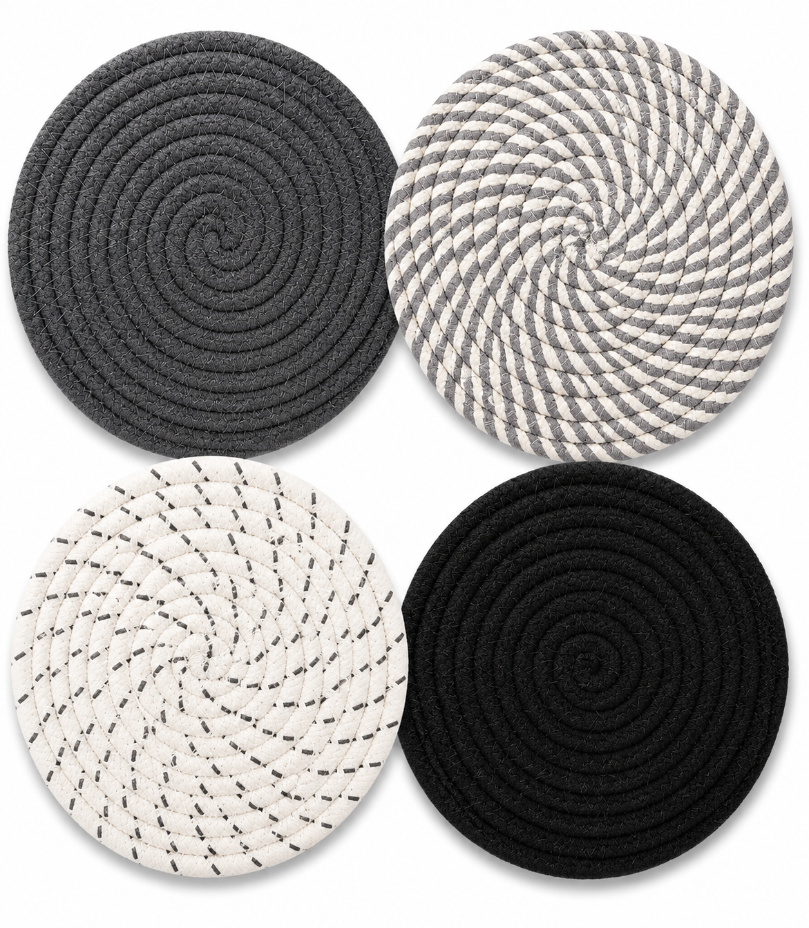 aedf13b4-d414-43d3-b0e9-2e8679ebf138 7-Inch Heat Resistant Trivets for Hot Dishes | 4-Piece Kitchen Hot Pad & Pot Holder Set - Image 1