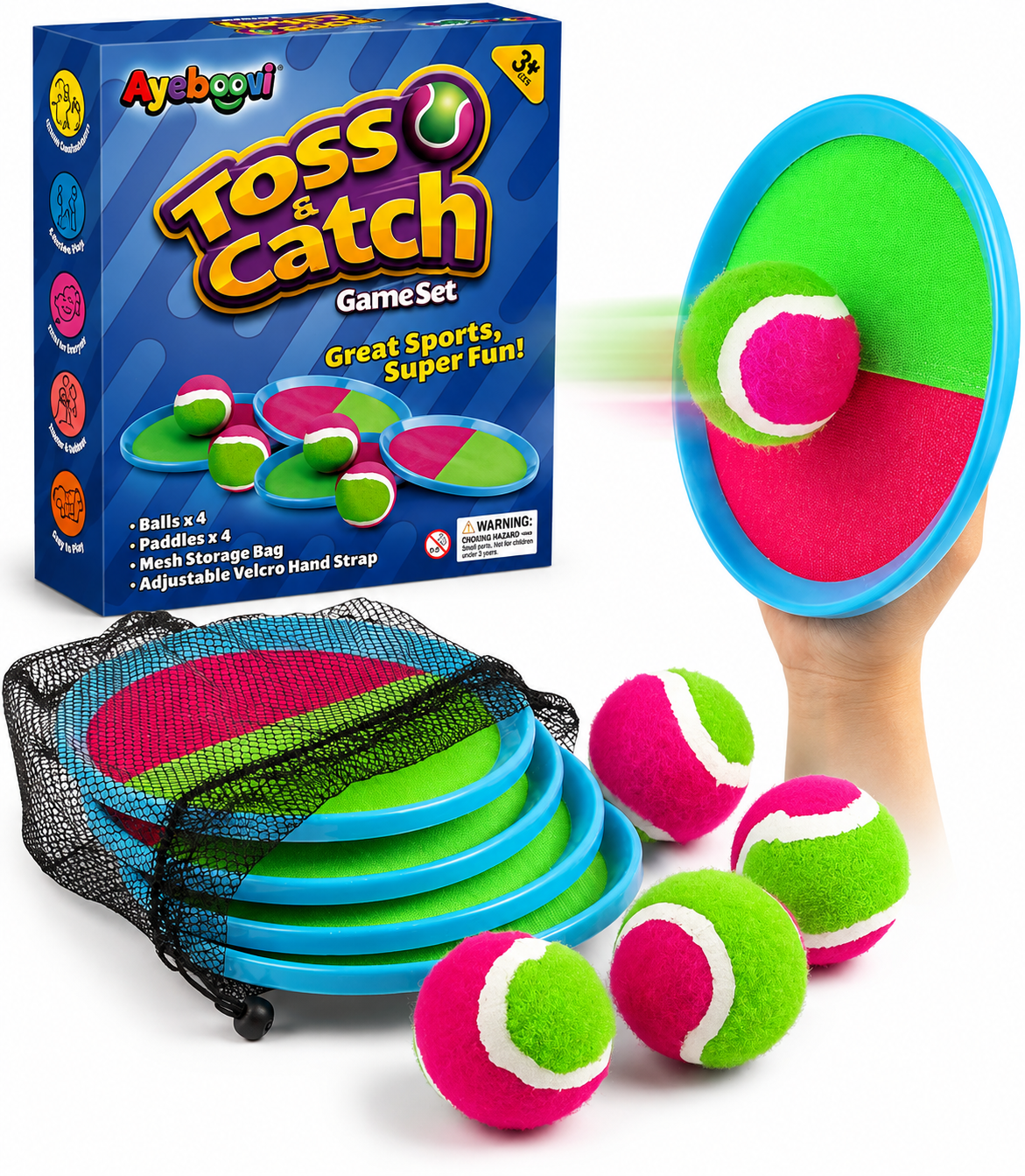 aff295bf-7339-438f-8426-8d152f97078c Toss and Catch Ball Game Set for Kids | Outdoor Yard & Beach Toy with Upgraded Paddles - Image 1